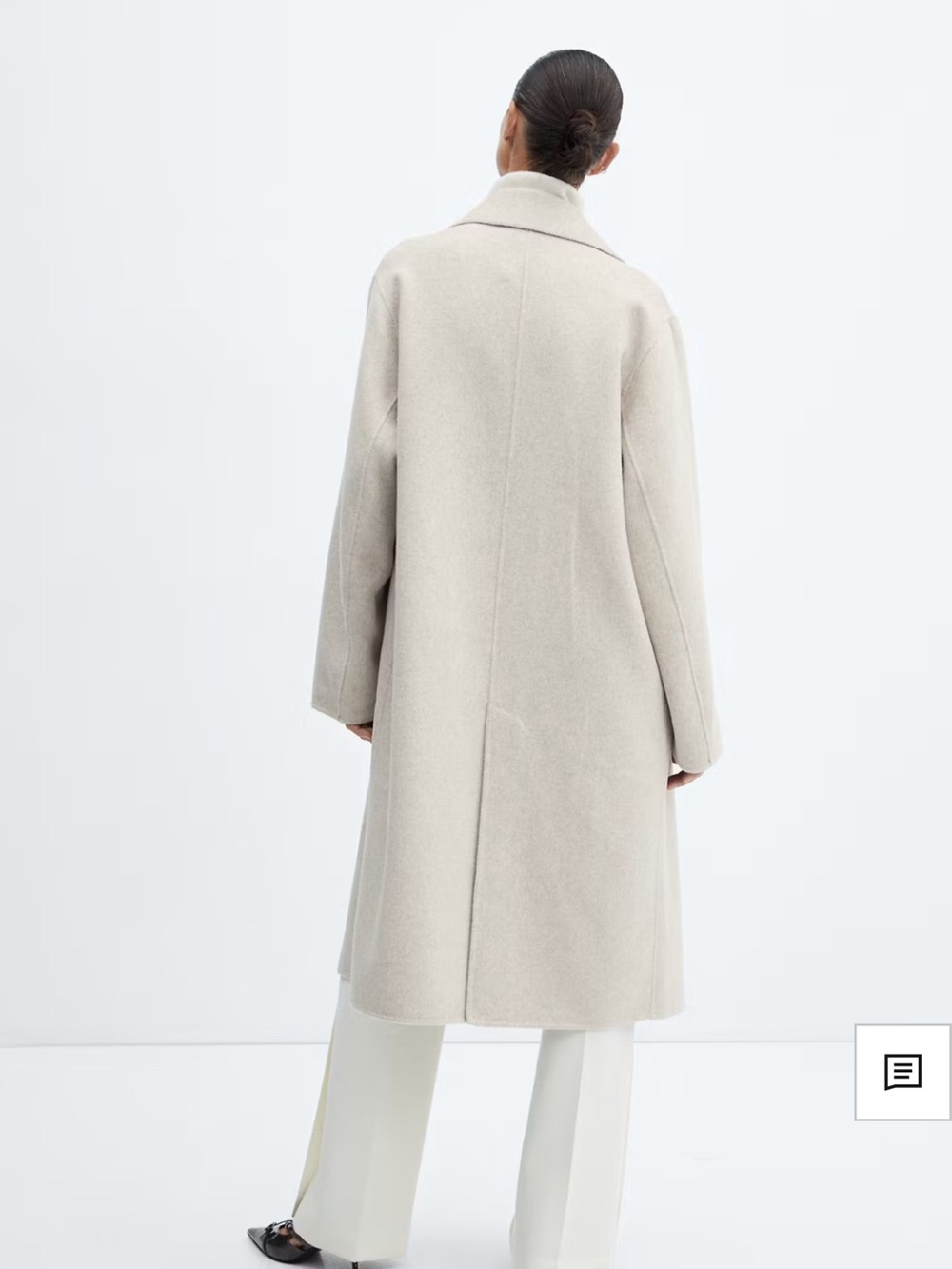Wool-Blend Double-Breasted Women's Coat in Light Beige handmade - Picture 4 of 7